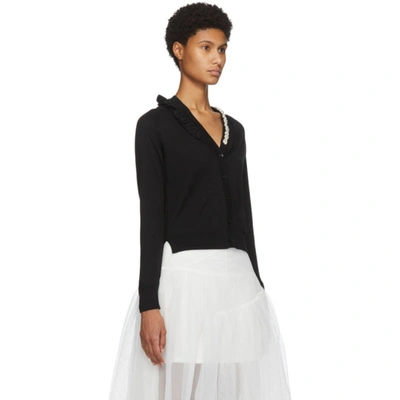 Shop Simone Rocha Black Wool And Silk Cardigan In Blk/prl/clr