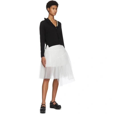 Shop Simone Rocha Black Wool And Silk Cardigan In Blk/prl/clr