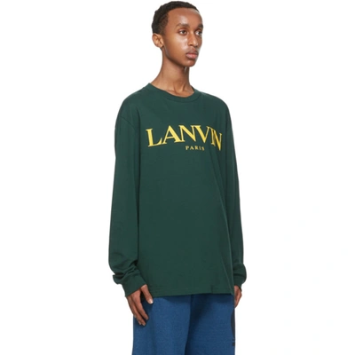 Shop Lanvin Green Printed Logo Long Sleeve T-shirt In 44darkgree