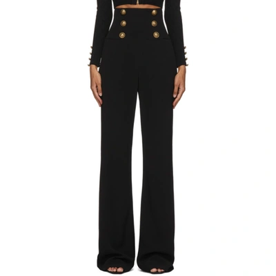 Shop Balmain Black Corset 6-button Trousers In 0pa Black