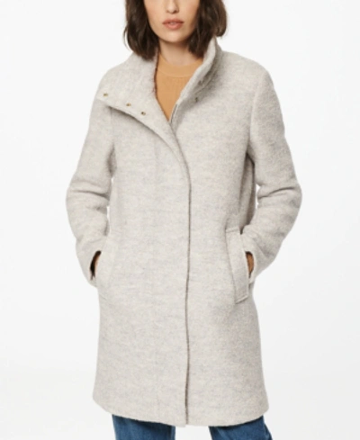 Shop Marc New York Verda Stand-collar Boucle Coat In Ivory Heather