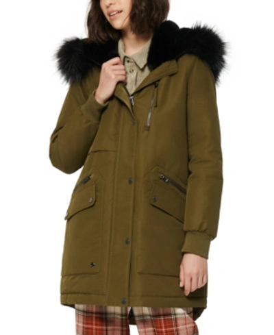 Shop Marc New York Carina Faux-fur-trim Hooded Parka Coat In Olive