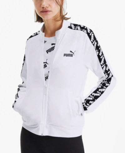 Shop Puma Women's Amplified Logo Track Jacket In White