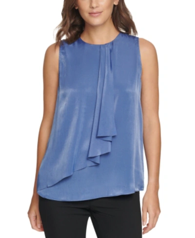 Shop Dkny Tiered Sleeveless Blouse In Blue