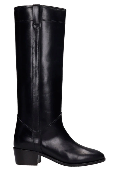 Shop Isabel Marant Mewis Low Heels Boots In Black Leather