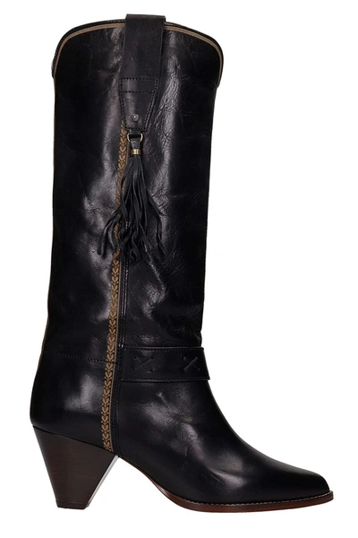 Shop Isabel Marant Dulma Texan Boots In Black Leather