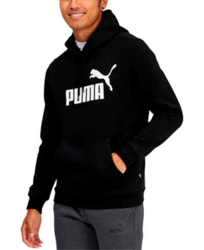 Shop Puma Men's Fleece Logo Hoodie In Black