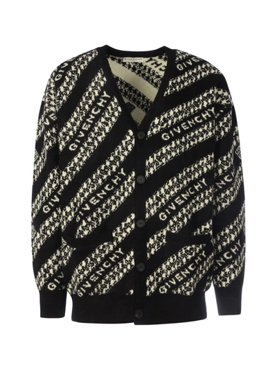 Shop Givenchy Cardigan In Black White