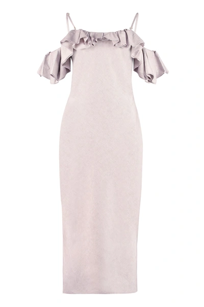 Shop Jacquemus Ruffled Off-the-shoulder Dress In Lilac