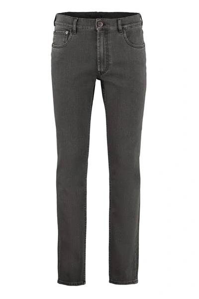 Shop Prada Stretch Denim Trousers In Grey