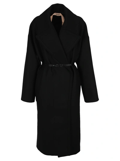 Shop N°21 N21 Belted Coat In Black
