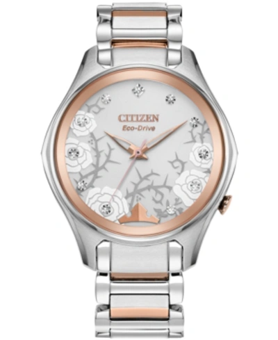 Shop Citizen Eco-drive Women's Aurora Diamond-accent Two-tone Stainless Steel Bracelet Watch 36mm