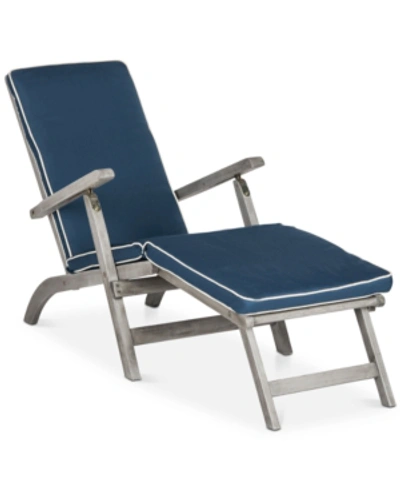 Shop Safavieh Holmen Outdoor Lounge Chair In Grey/navy