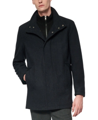 Shop Marc New York Men's Coyle Melton Wool Car Coat With Inset Knit Bib In Charcoal