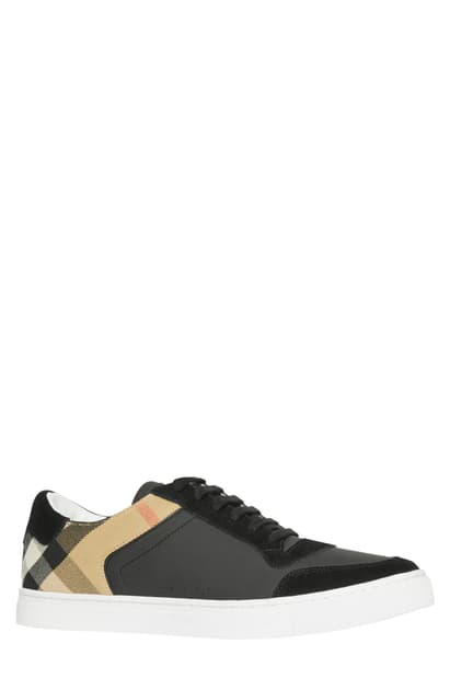 check detail leather sneakers burberry