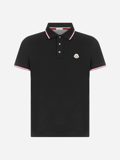 Shop Moncler Logo Cotton Polo Shirt