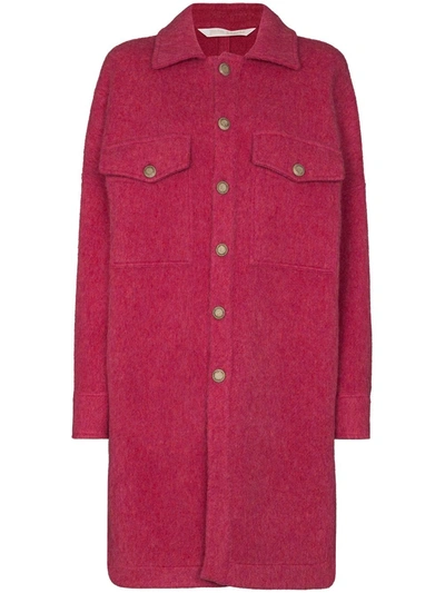 Shop Palm Angels Virgin Wool Shirt Coat In Red