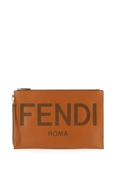 Shop Fendi Logo In Brown