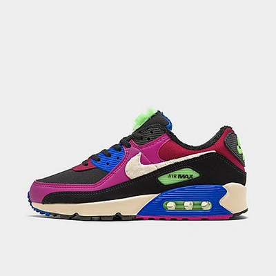 Shop Nike Women's Air Max 90 Multi-color Fur Casual Shoes In Cactus Flower/fossil/black/dark Beetroot