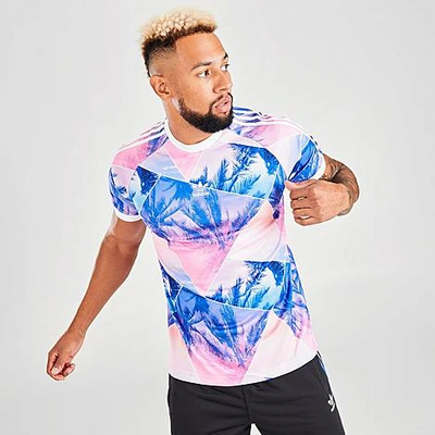 Adidas Originals Adidas Men's Originals Allover Print T-shirt In Pink/blue | ModeSens