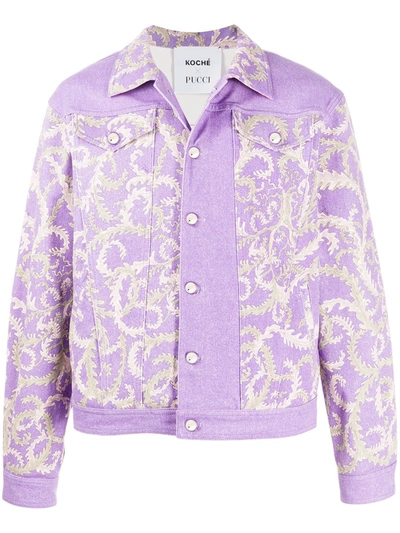 Shop Emilio Pucci X Koché Selva Print Denim Jacket In Purple