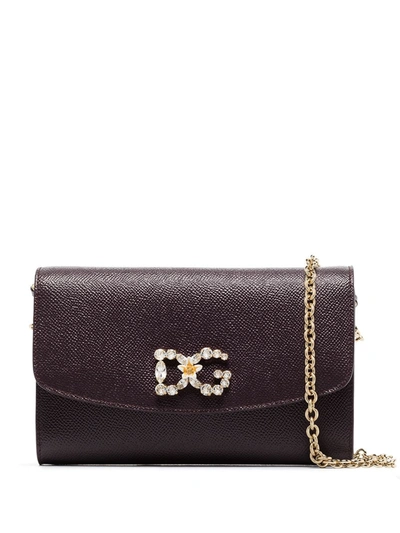 Shop Dolce & Gabbana Crystal-embellishment Clutch Bag In Purple