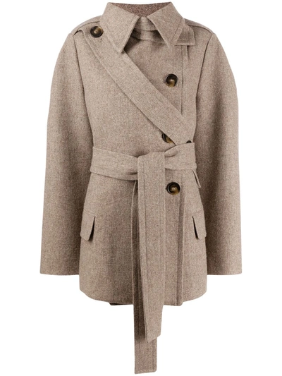 Shop Stella Mccartney Amelia Belted Coat In Brown