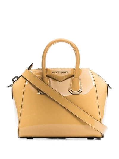Shop Givenchy Antigona Patent-leather Mini Bag In Yellow