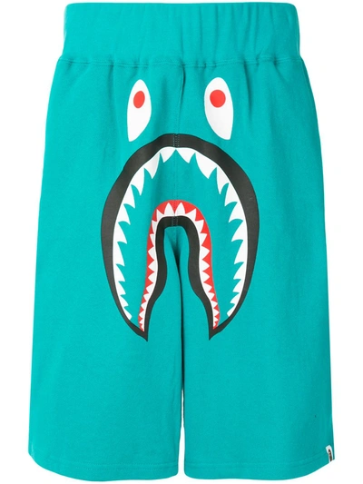 Shop A Bathing Ape Shark Wide Track Shorts In Green