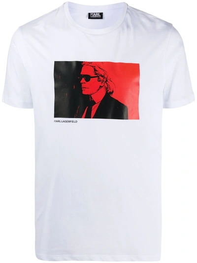 Shop Karl Lagerfeld Portrait Print T-shirt In White