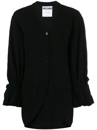 Shop Moschino Knitted Cardigan In Black