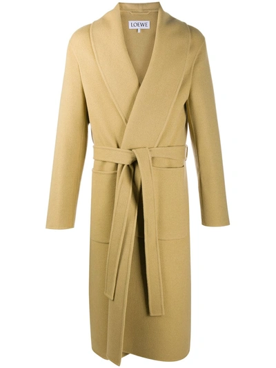 Shop Loewe Mid-length Belted Coat In Brown