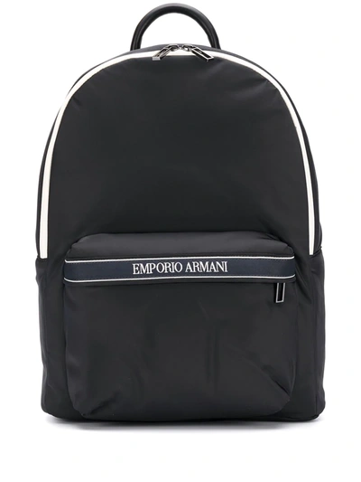 Shop Emporio Armani Logo Print Backpack In Blue