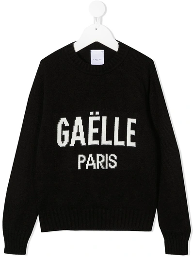 Shop Gaelle Paris Long-sleeve Logo Jumper In Black