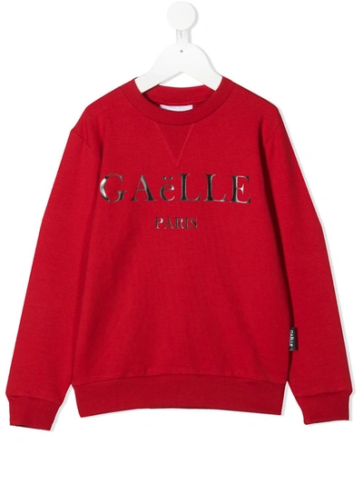 Shop Gaelle Paris Logo-print Crew Neck Sweatshirt In Red