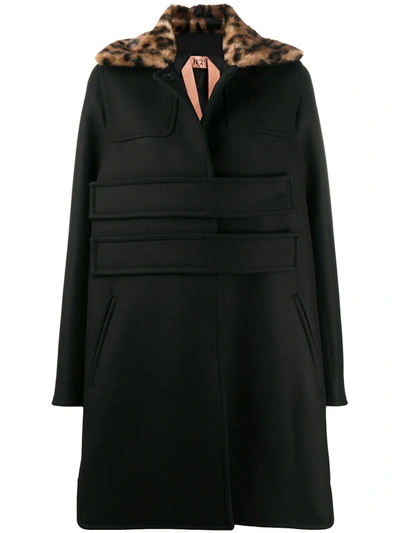 Shop N°21 Contrasting Collar A-line Coat In Black