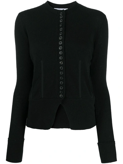 Shop Agnona Fine Knit Button-front Cardigan In Black