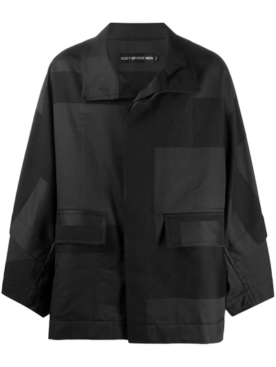 Shop Issey Miyake Grid-print Jacket In Black