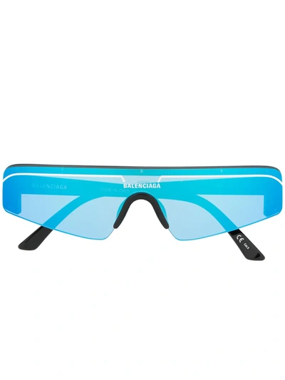 Shop Balenciaga Ski Cat Sunglasses In Blue