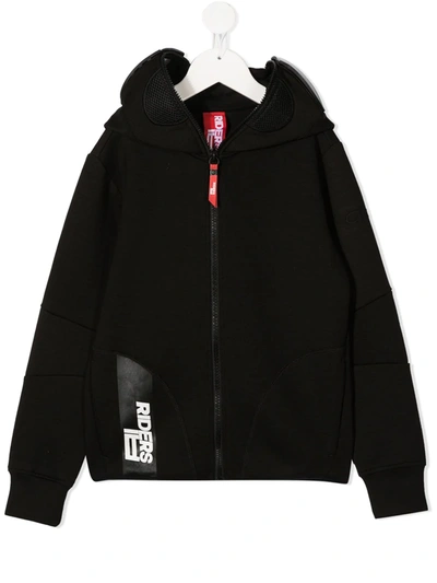 Shop Ai-riders On The Storm Slogan Print Hoodie In Black