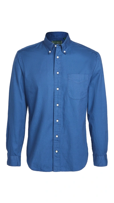 Shop Gitman Vintage Overdyed Oxford Button Down Shirt In Marine