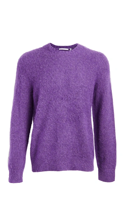 Shop Helmut Lang Brushed Alpaca Crew Neck Sweater In Voltaic Purple