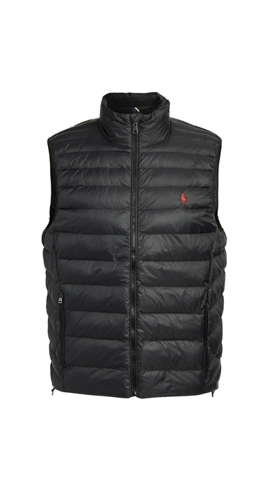 Shop Polo Ralph Lauren Packable Recycled Nylon Down Vest In Polo Black