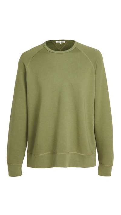 Shop Alex Mill French Terry Crew Neck Sweatshirt In Faded Olive