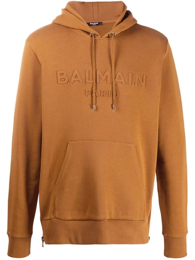 Shop Balmain Logo Sweatshirt In Beige