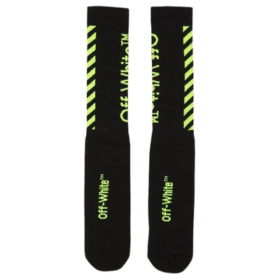 Pre-owned Off-white Diag Socks Black/green