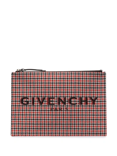 Shop Givenchy Signature-print Houndstooth Clutch In Red