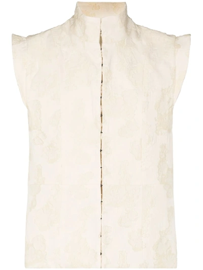 Shop Ann Demeulemeester Tamara Jacquard Gilet Jacket In Neutrals