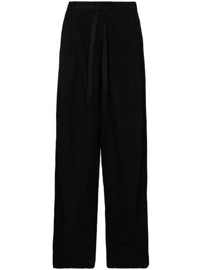 Shop Ann Demeulemeester Drawstring Wide-leg Trousers In Black