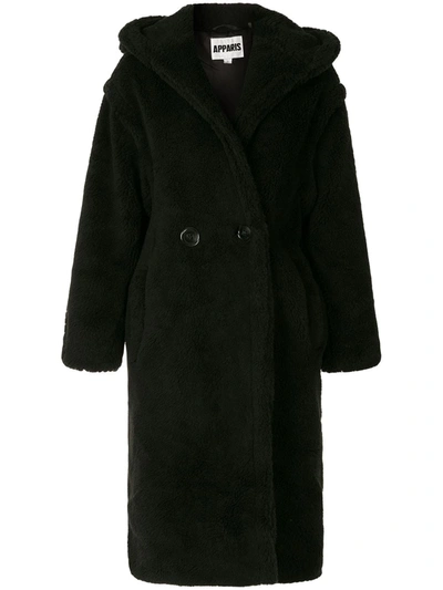 Shop Apparis Mia Faux-fur Hooded Coat In Black